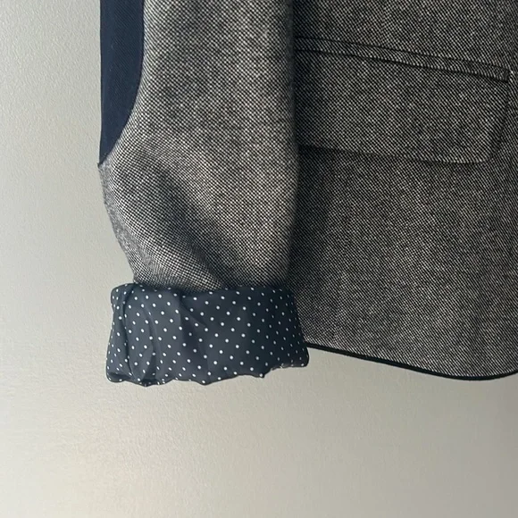 -Gap Grey & Navy Piped Elbow Patch Academy Blazer 0 - Picture 4 of 7